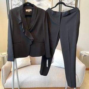 Tahari Arthur S. Levine Black Suit Set with Ruffle Lapel (Both Size 10)